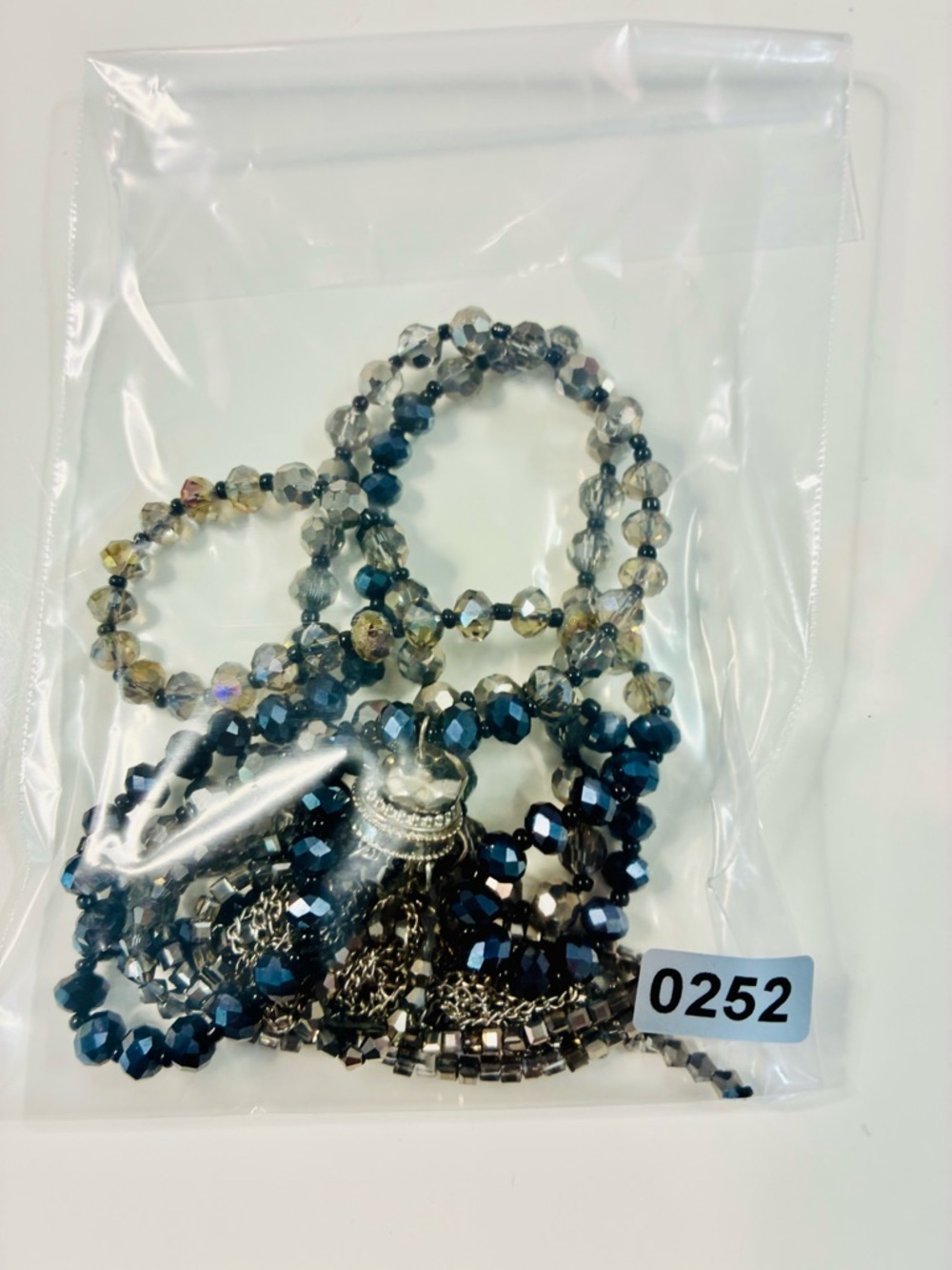 Murano Black and Silver Bead Necklace with Silver Tassel - Picture 13 of 13
